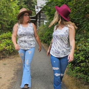 Gray cow print tank top